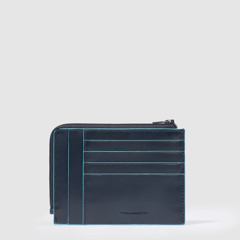 Men's card holder wallet with zipped coin pocket