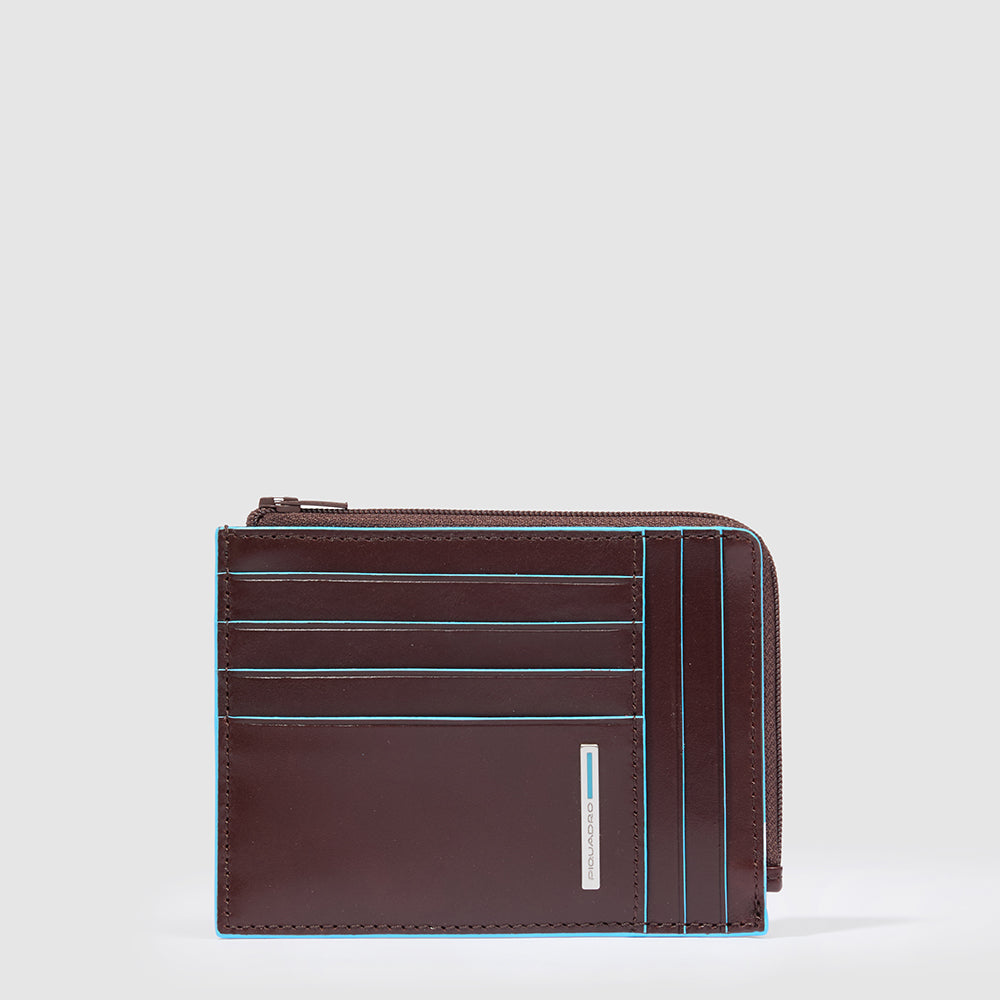 Men's card holder wallet with zipped coin pocket