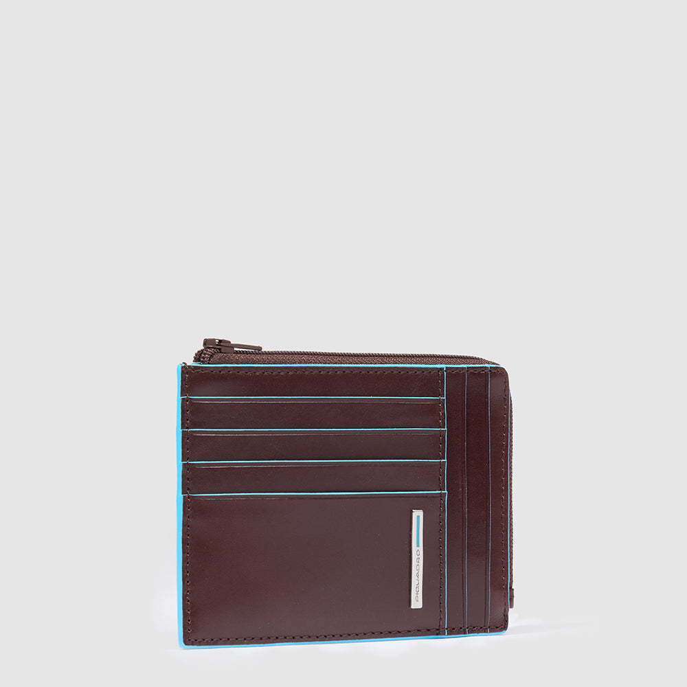 Men's card holder wallet with zipped coin pocket