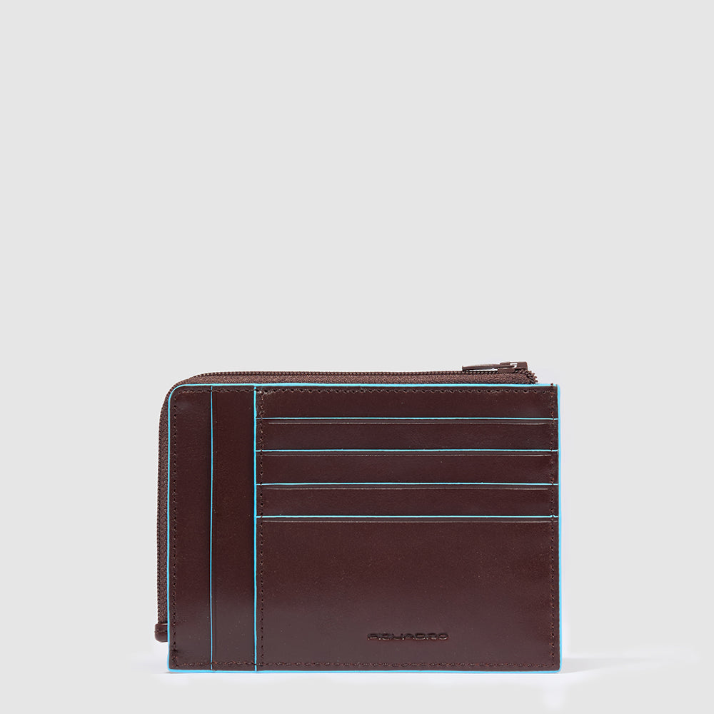 Men's card holder wallet with zipped coin pocket