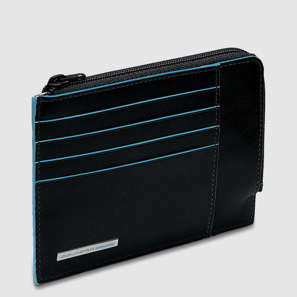 Men's card holder wallet with zipped coin pocket