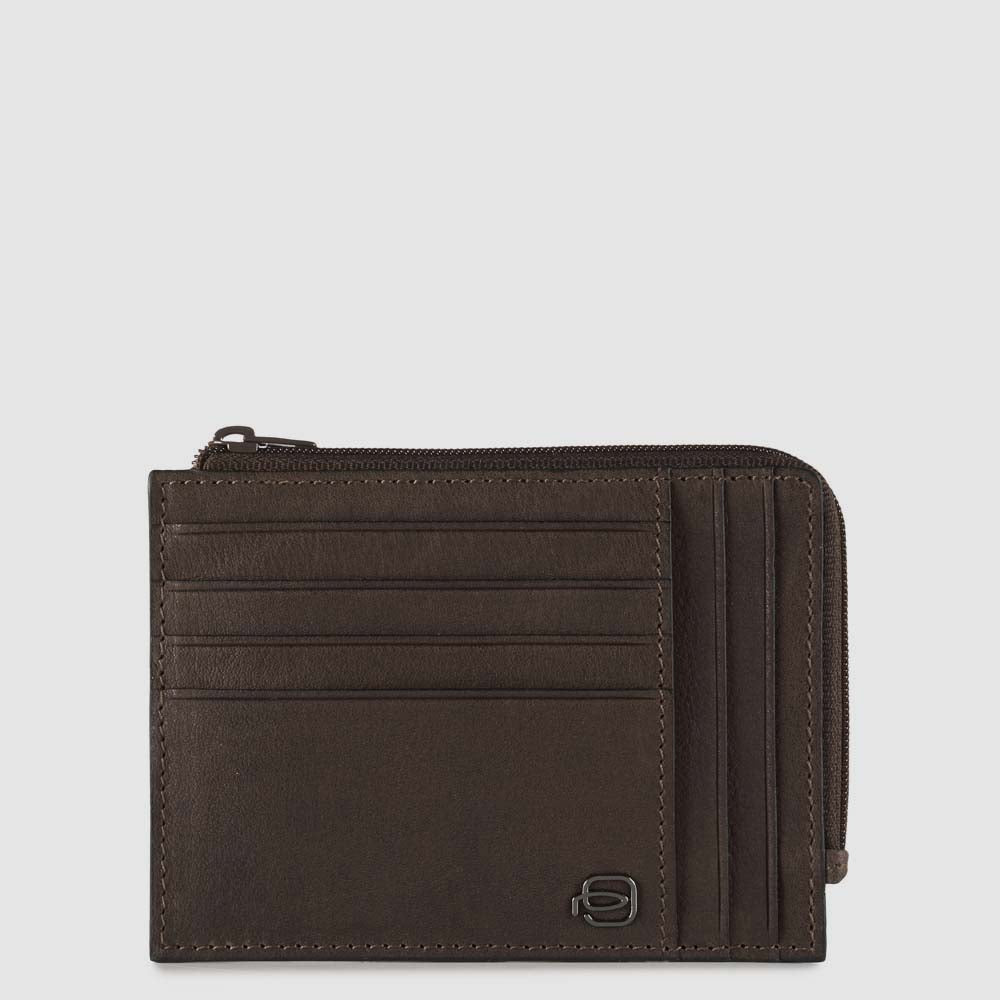 Men's card holder wallet with zipped coin pocket - 1