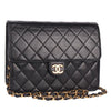 Classic Front Flap Leather Shoulder Bag Black