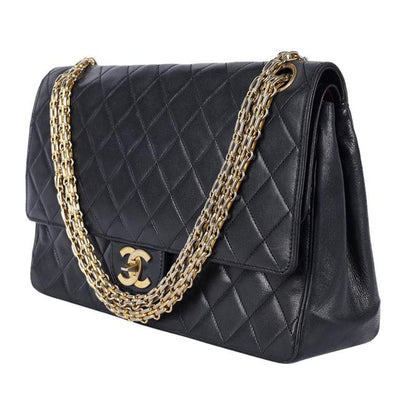 Classic 25 Double Flap Lambskin Leather Black