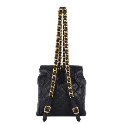 1996-1997 Black Duma Quilted Lambskin Leather Backpack Bag