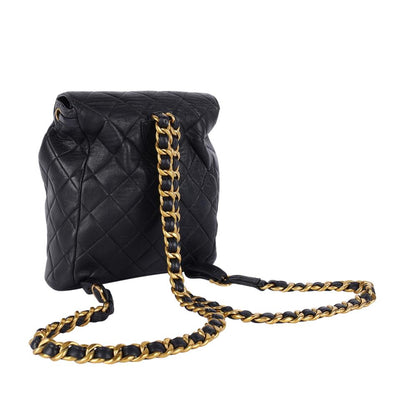 1996-1997 Black Duma Quilted Lambskin Leather Backpack Bag
