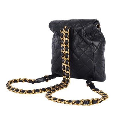 1996-1997 Black Duma Quilted Lambskin Leather Backpack Bag