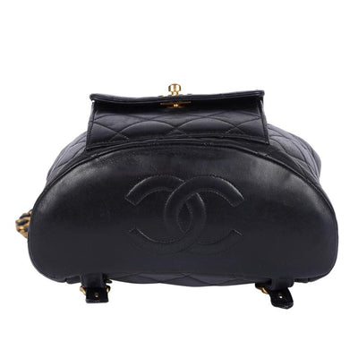 1996-1997 Black Duma Quilted Lambskin Leather Backpack Bag