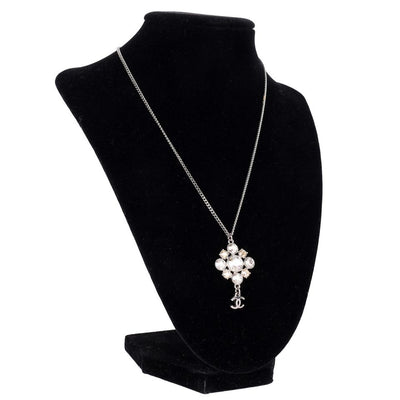 Rhinestone Silver Dangle Necklace (Authentic Pre-owned)
