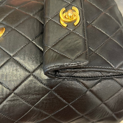 1996-1997 Black Duma Quilted Lambskin Leather Backpack Bag