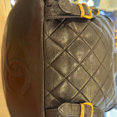 1996-1997 Black Duma Quilted Lambskin Leather Backpack Bag