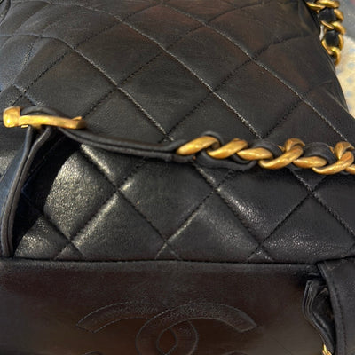 1996-1997 Black Duma Quilted Lambskin Leather Backpack Bag